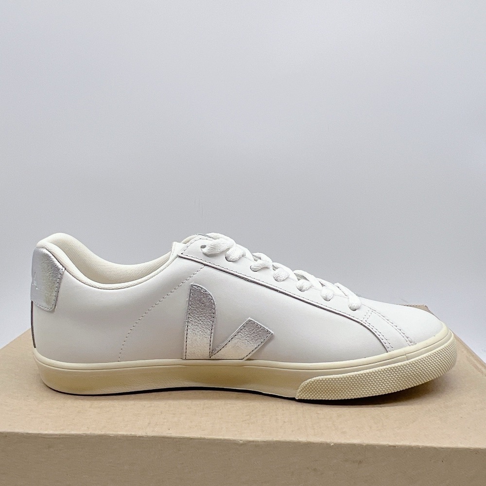 Veja Esplar Women's Fashion Sneakers White Silver Leather Lace Up EU 39 US 8 - Picture 8 of 12